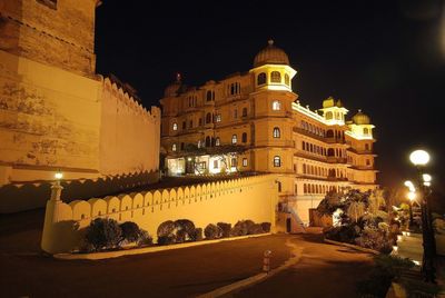 Illuminated building at night