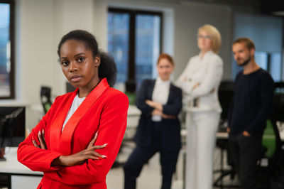 Portrait of business colleagues working at office