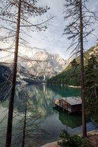 Scenic view of lake against sky