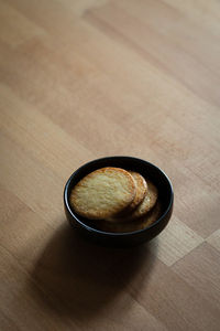 High angle view of black coffee on table