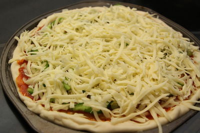 High angle view of noodles in bowl