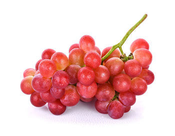 Close-up of raspberries against white background