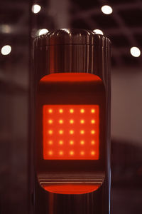 Close-up of illuminated lighting equipment