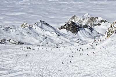 Scenic view of mountains during winter