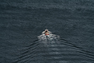 High angle view of boat in sea