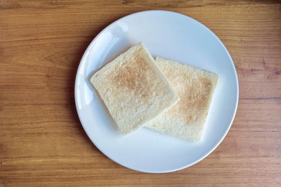 High angle view of breakfast served on table