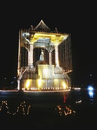 Illuminated fountain at night