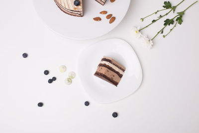 High angle view of breakfast on table