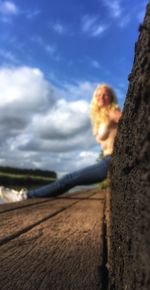 Low angle view of horse against sky