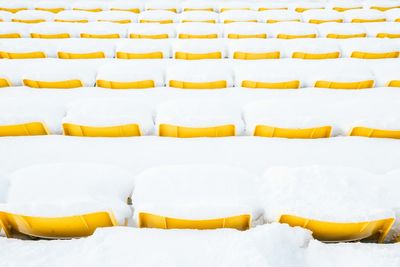 Row of yellow umbrellas