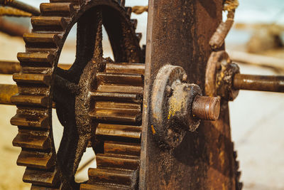 Close-up of old machinery