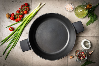 High angle view of food on table