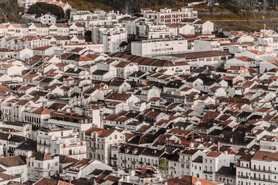 High angle view of buildings in city