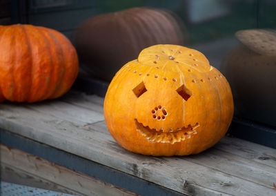 Jack o lantern on table