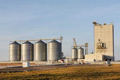 View of buildings against clear sky