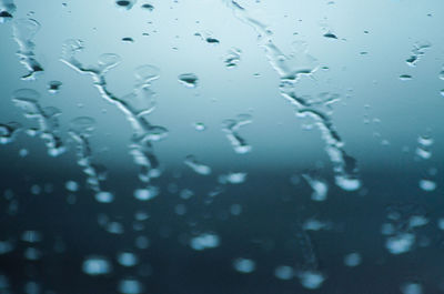 Full frame shot of raindrops on glass window