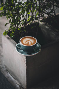 High angle view of coffee on table