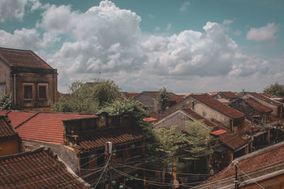 High angle view of townscape against sky