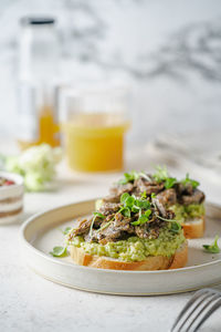 Close-up of food in plate on table