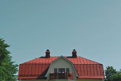 Low angle view of building against clear sky