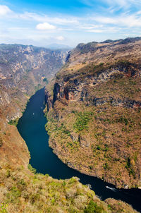 High angle view of mountain range