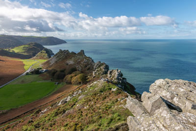 View from hollerday hill of the valley of the rocks in exmoor national park