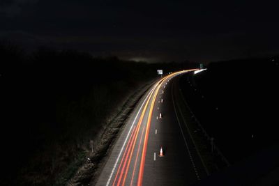 Light trails on highway at night