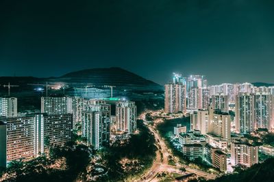 Illuminated cityscape at night