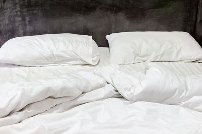 White pillows on bed