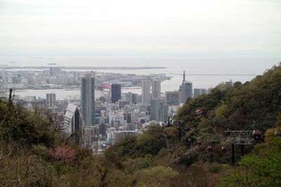 High angle view of buildings in city