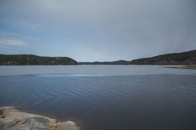Scenic view of lake against sky