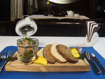 Close-up of food in plate on table