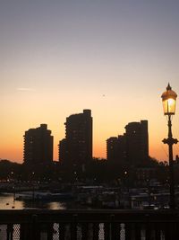 View of cityscape at sunset