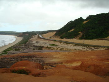 Scenic view of beach against sky