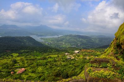 High angle view of landscape against sky