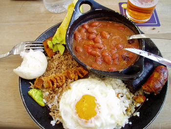 Close-up of food served on table