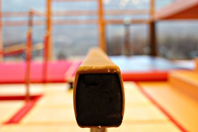 Close-up of electric lamp hanging on table