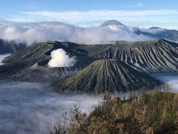 Scenic view of volcanic landscape against sky