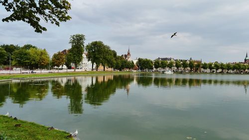 Scenic view of lake against sky