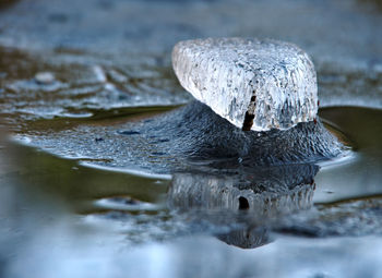 Close-up of water splashing in lake