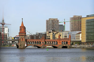 Oberbaum bridge on spree river, germany, berlin