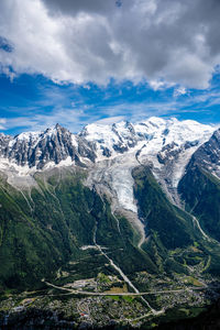 Views of the mont blanc and the bossons glaciar