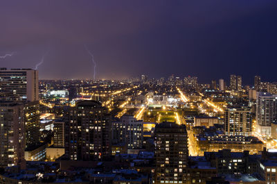 Illuminated city at night