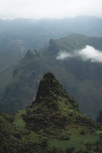 High angle view of mountains against sky