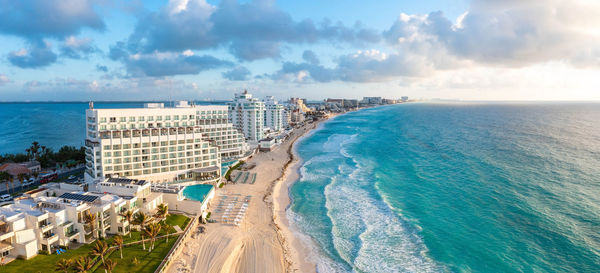 High angle view of beach against sky