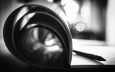 Close-up of camera on table