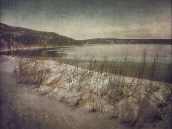Scenic view of lake against sky