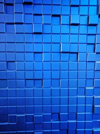 Full frame shot of blue tiled wall