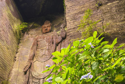 Statue amidst plants