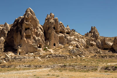 Low angle view of rock formations in desert